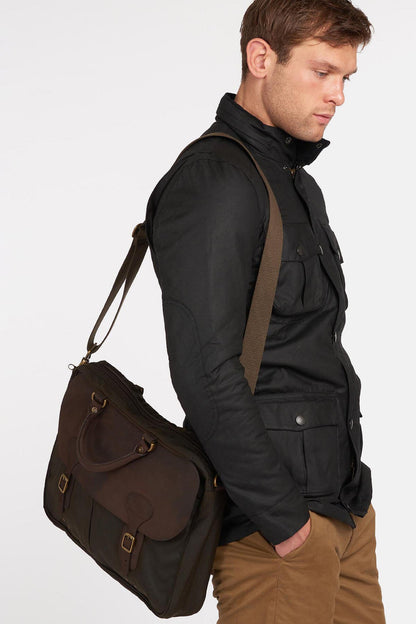 Wax Leather Briefcase - OLIVE